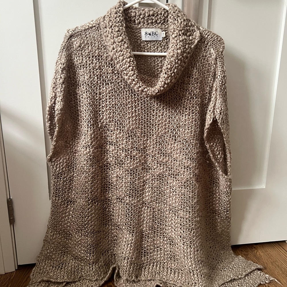 Sabo Skirt Cozy Cowl Neck Sweater in Tan